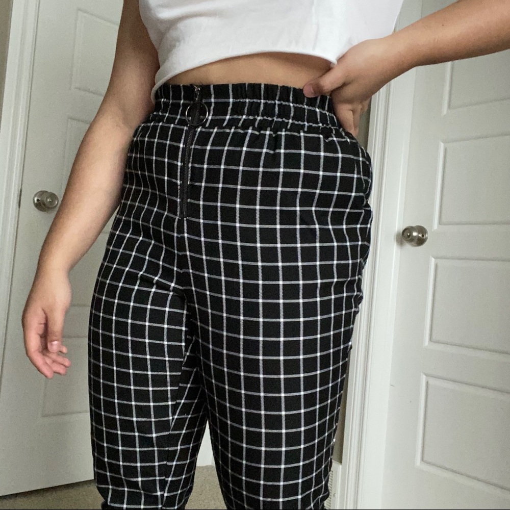 Plaid Black and White Pants